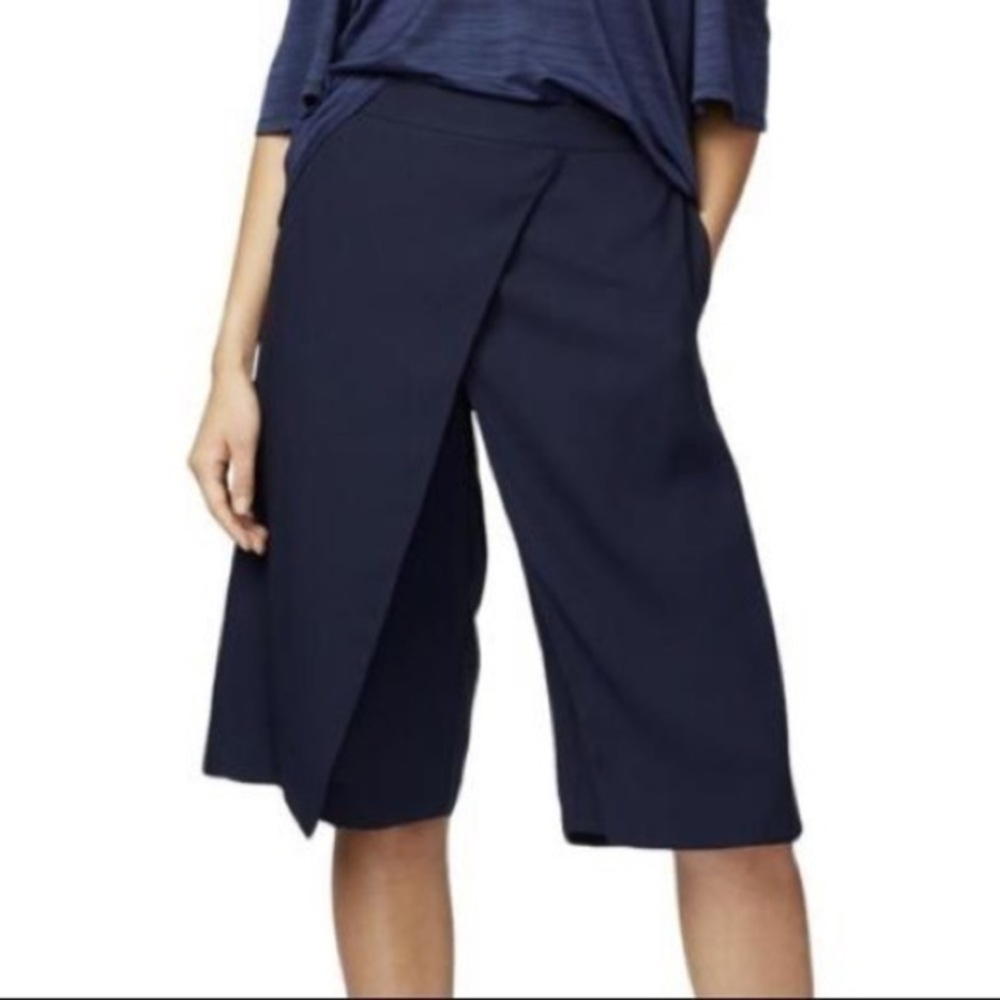 New Rachel Rachel Roy Navy Faux Wrap Gaucho Pants